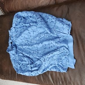 Womens lace puff sleeve top from express light blue in color